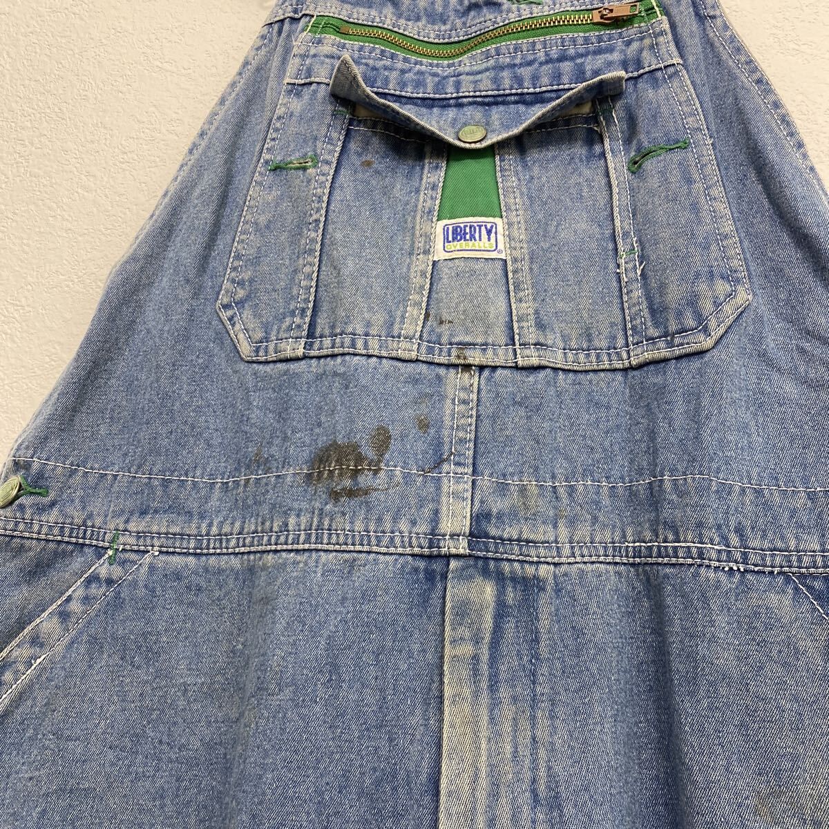 Liberty デニムオーバーオール/サロペット/古着/実寸W40L32/裾直有 Liberty デニムオーバーオール/サロペット/古着/実寸W40L32/裾直