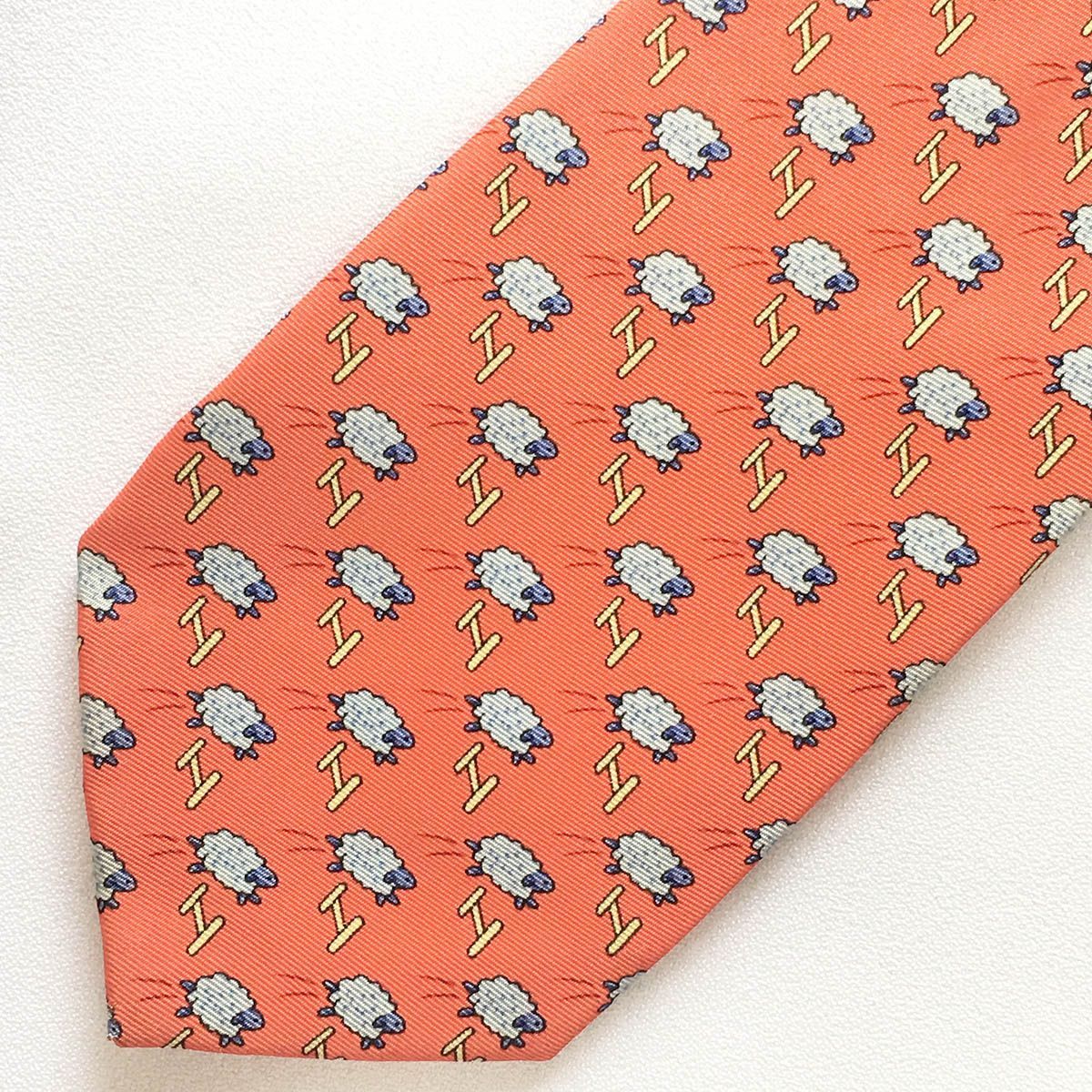 新品　HERMES オレンジ 動物柄 ネクタイ 楽天市場】HERMES エルメス ネクタイ アニマル オレンジ 馬柄