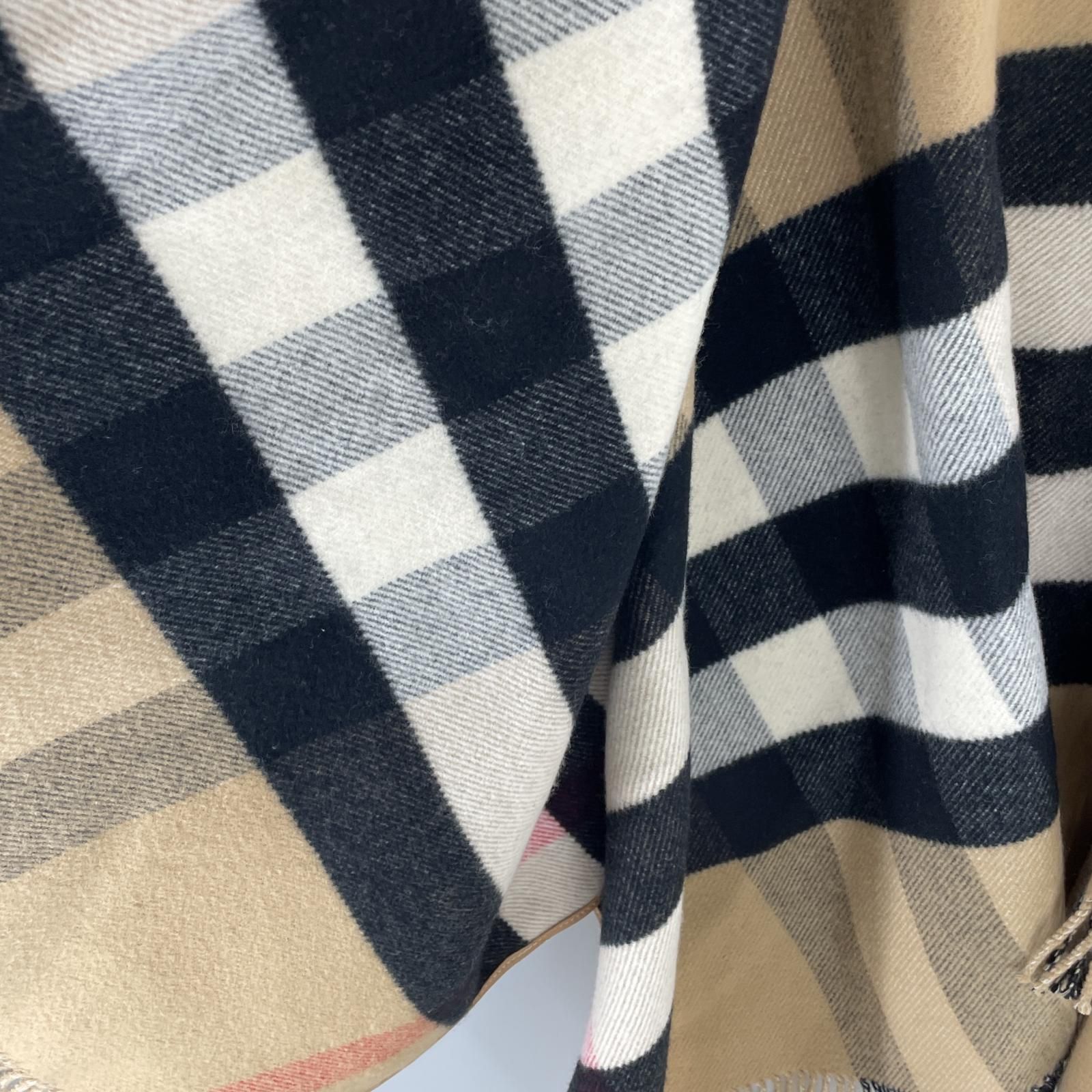 バーバリーブルーレーベル】Burberry フード付大判ストール チェック柄