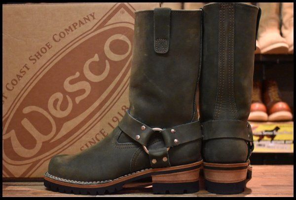 【8E 箱付 試着程度 16年】WESCO ウエスコ カスタムハーネスボス オリーブ ヌバック 11インチハイト ビブラム100シングル ブーツ HOPESMORE【EF114】