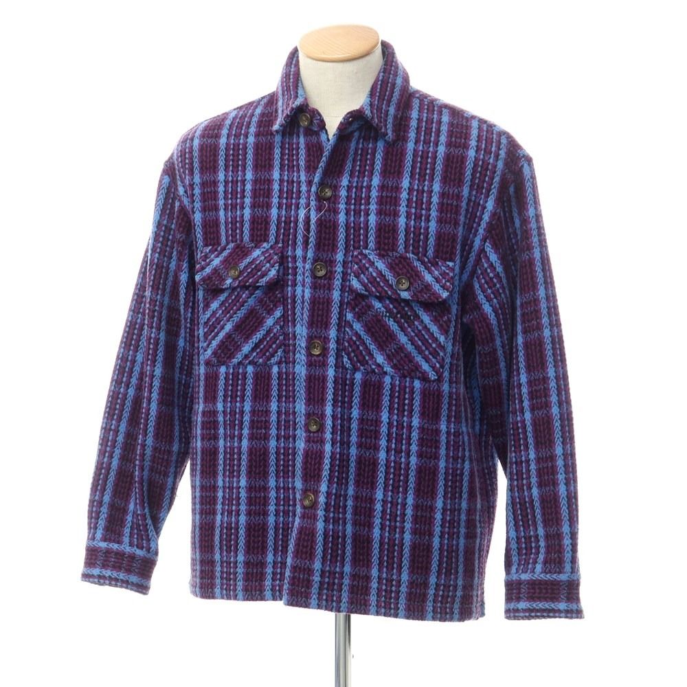 【中古】シュプリーム Supreme 2022年秋冬 Heavy Flannel Shirt コットンポリ フランネルシャツ  パープルxライトブルー【サイズS】【メンズ】