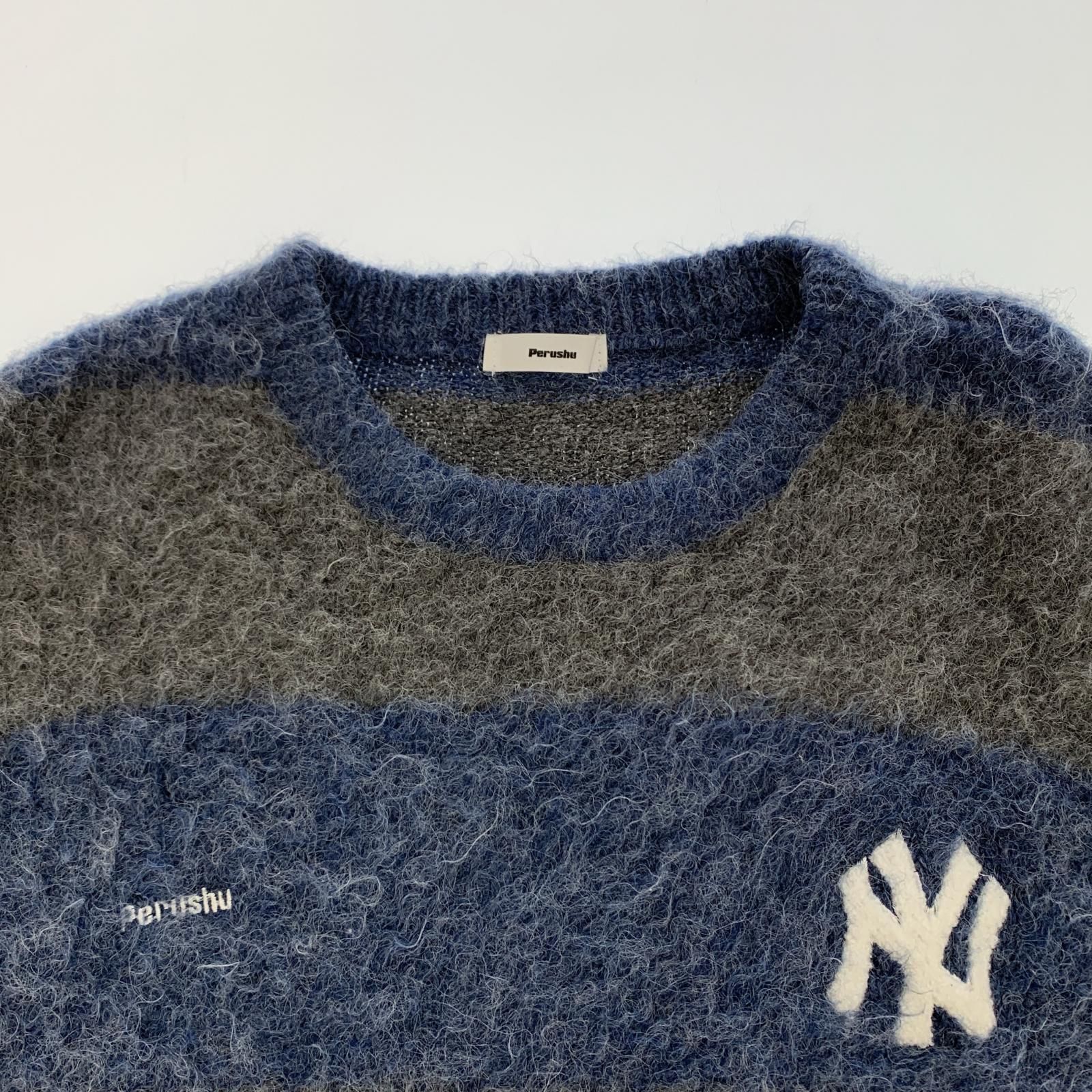 Perushu ×MLB モヘアタッチボーダーニット Perushu ×MLB モヘアタッチ