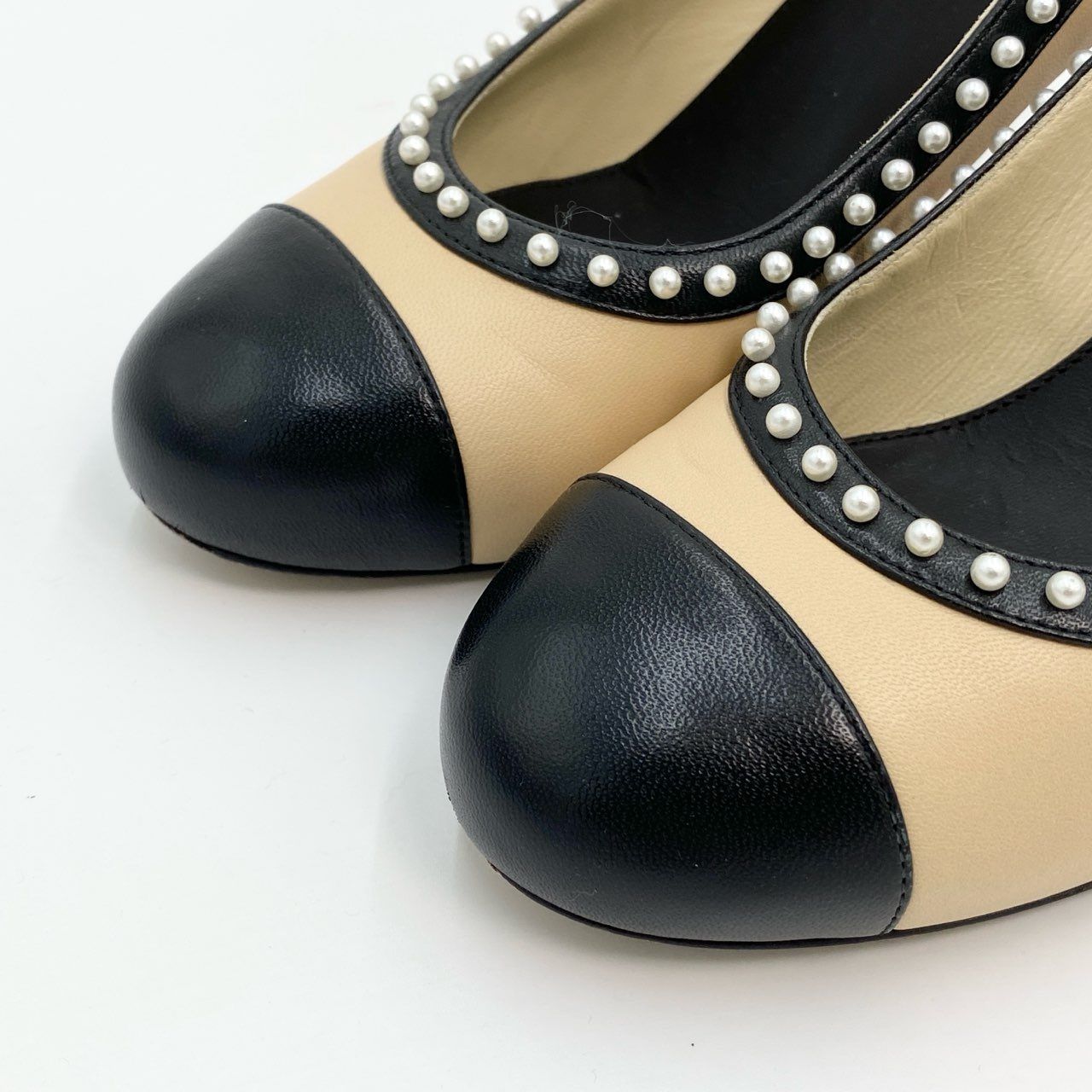 3c30 CHANEL シャネル ココマーク パール付き ヒールパンプス G31552 