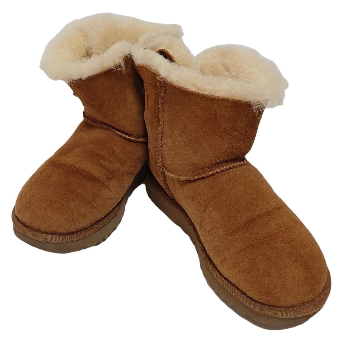 UGG アグ ショートブーツ 24 レディース ミニベイリーボウ ブリリアント 1019725 ブラウン リボン|ビジュー ムートン