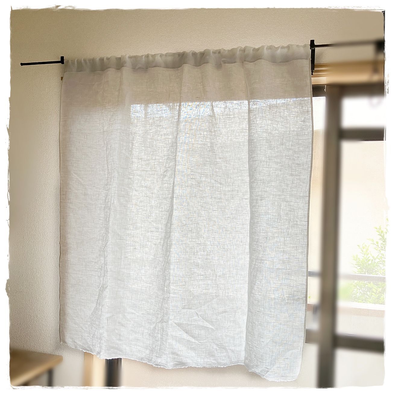 【在庫処分】リネンカーテン 厚手 オフホワイト　ロッドポケット式　W110×H108
