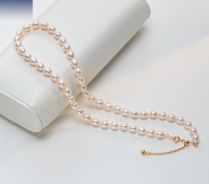 淡水真珠のネックレスS925銀の鎖骨の鎖楕円強い光中秋の贈り物は彼女に送ります