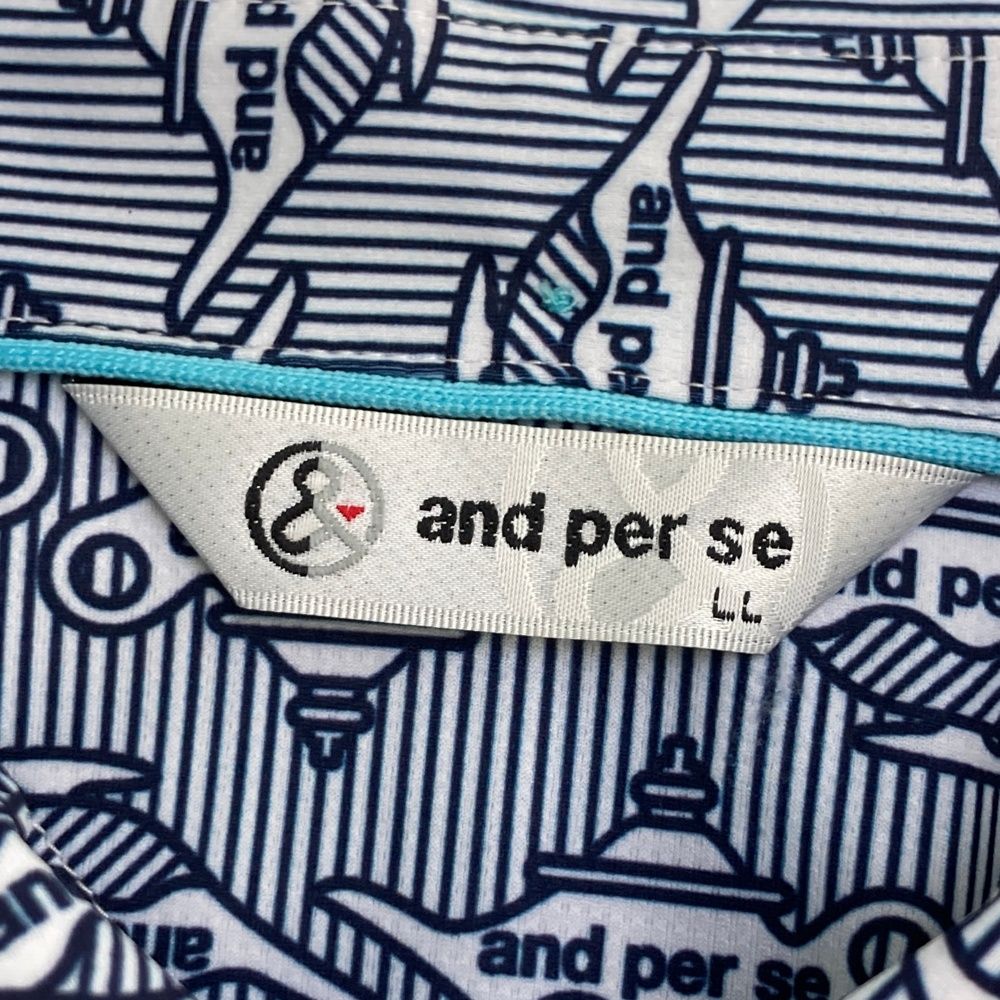 サイズ：LL AND PER SE アンパスィ 半袖ポロシャツ ボタンダウン
