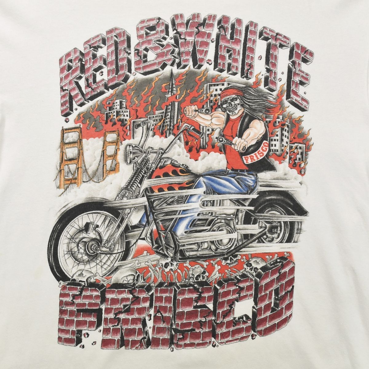 希少　90s ヘインズ　Tシャツ　ヘルズ　エンジェルズ　USA製 90sヴィンテージ USA製 ヘインズ Hanes BEEFY FRISCO RED＆WHITE