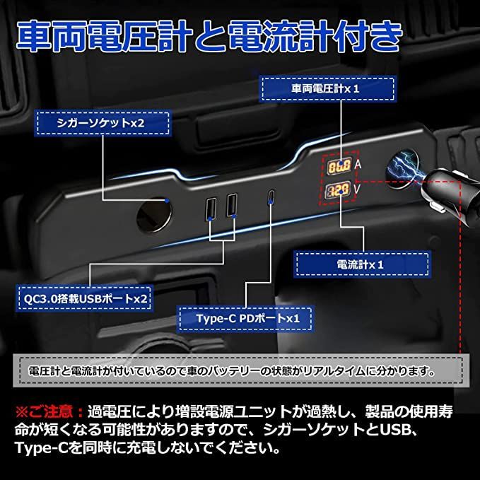 エブリイ ワゴン DA17W 増設電源ユニット エブリイ バンDA17V 増設用キット シガーソケット QC3.0 USBポート Type-C 電圧計  電流計付き 急速充電 エブリィ ワゴン バン EVERY WAGON VAN 内装パーツ アクセサリー - メルカリ