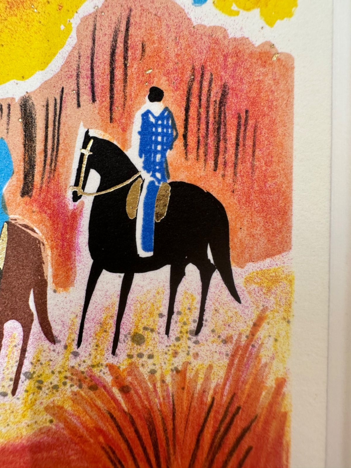 セルジュ・ラシス「秋の乗馬」リトグラフ 箔押し 作家直筆サイン 版画