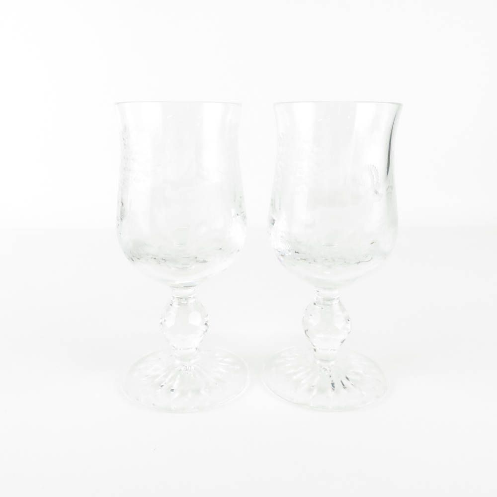 Meissen Crystal マイセンクリスタル ハンティングリッチ 1525シェイプ ワイングラスL 2客 クリスタル ペア ゴブレット イノシシ シカ 狩人 SU4394Q
