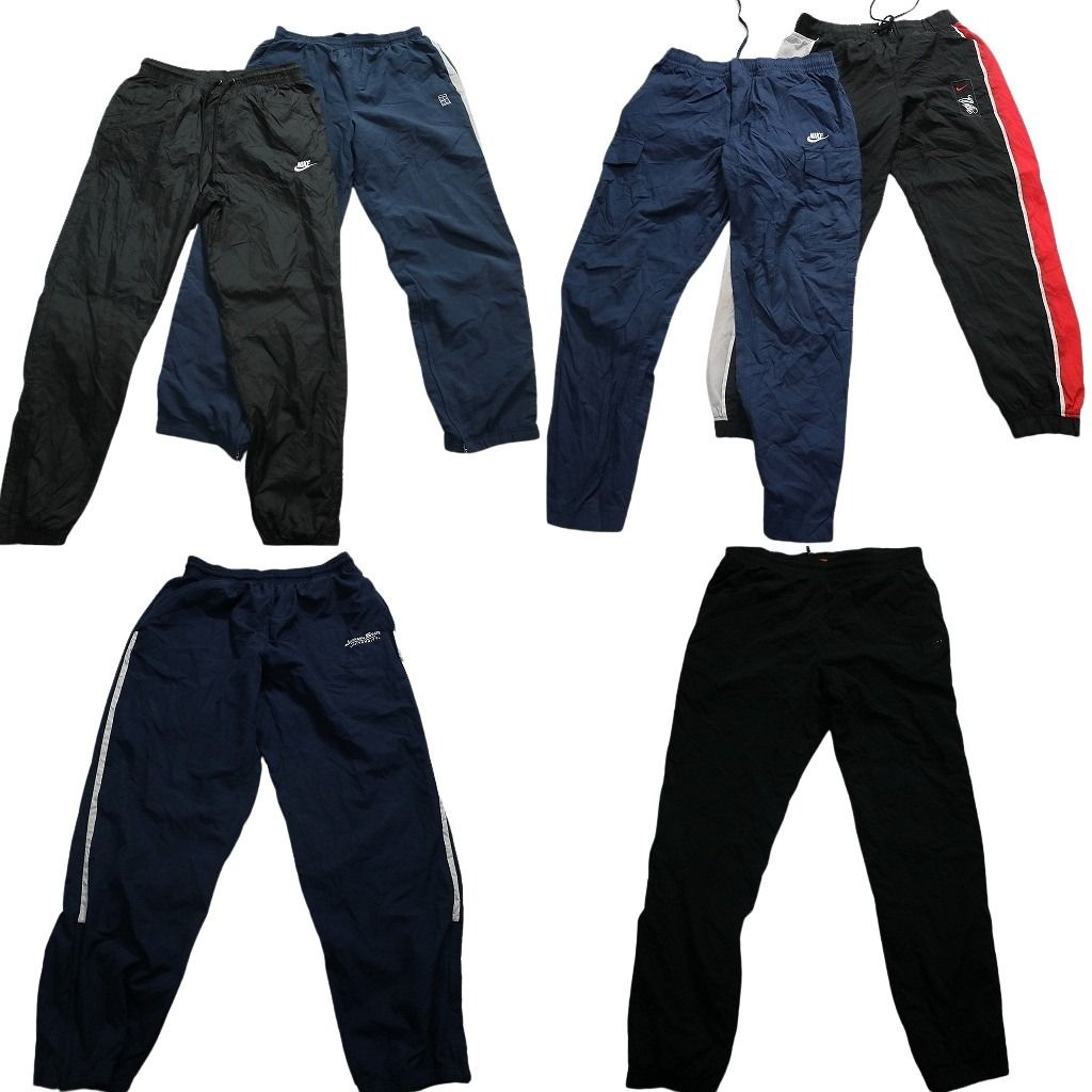 古着卸 まとめ売り ナイキ ウインドブレーカー パンツ 6枚セット (メンズ M /L ) ブランドロゴ ブラック ネイビー ナイロン MW9146