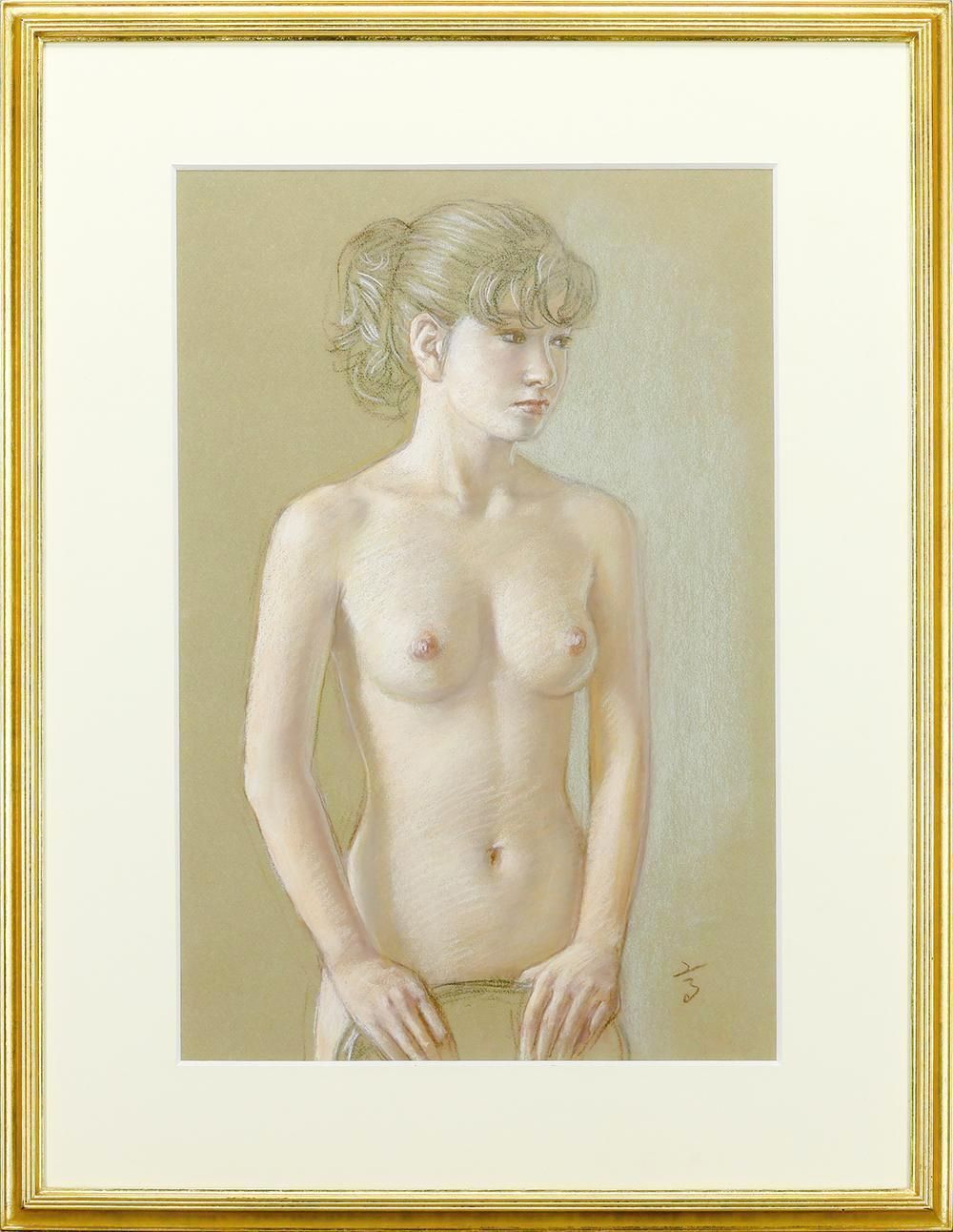 真作 WISH 高塚省吾 立夏 パステル 10号大 柔らかな光が映す 清楚な美が薫る裸婦名画 〇裸婦画巨匠 25082756