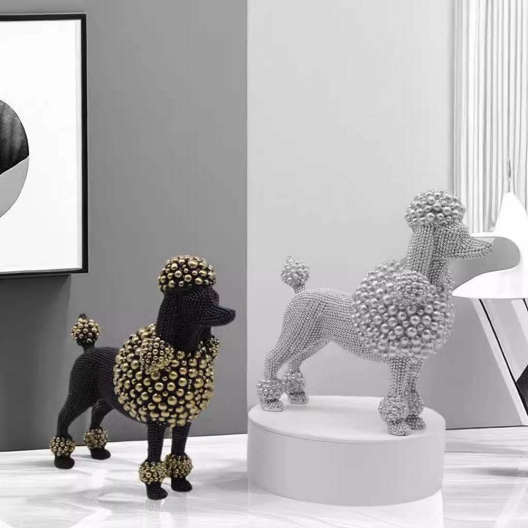 置物 トイプードル オブジェ オーナメント 犬 ゴールド ブラック 金 黒