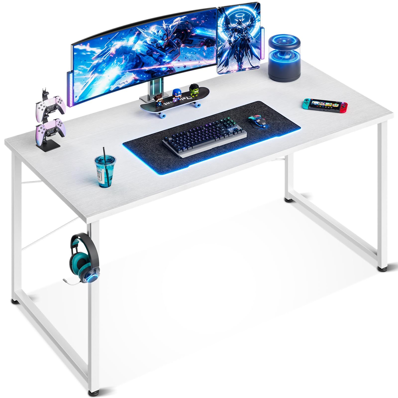 pcデスク 幅120cm 机 パソコンデスク ?子 ゲームデスク computer ゲーミングデスク desk ??? オフィスデスク 学習机 デスク シンプル コンパクト フック付き 在宅ワーク ODK おしゃれ 組立簡単 白い