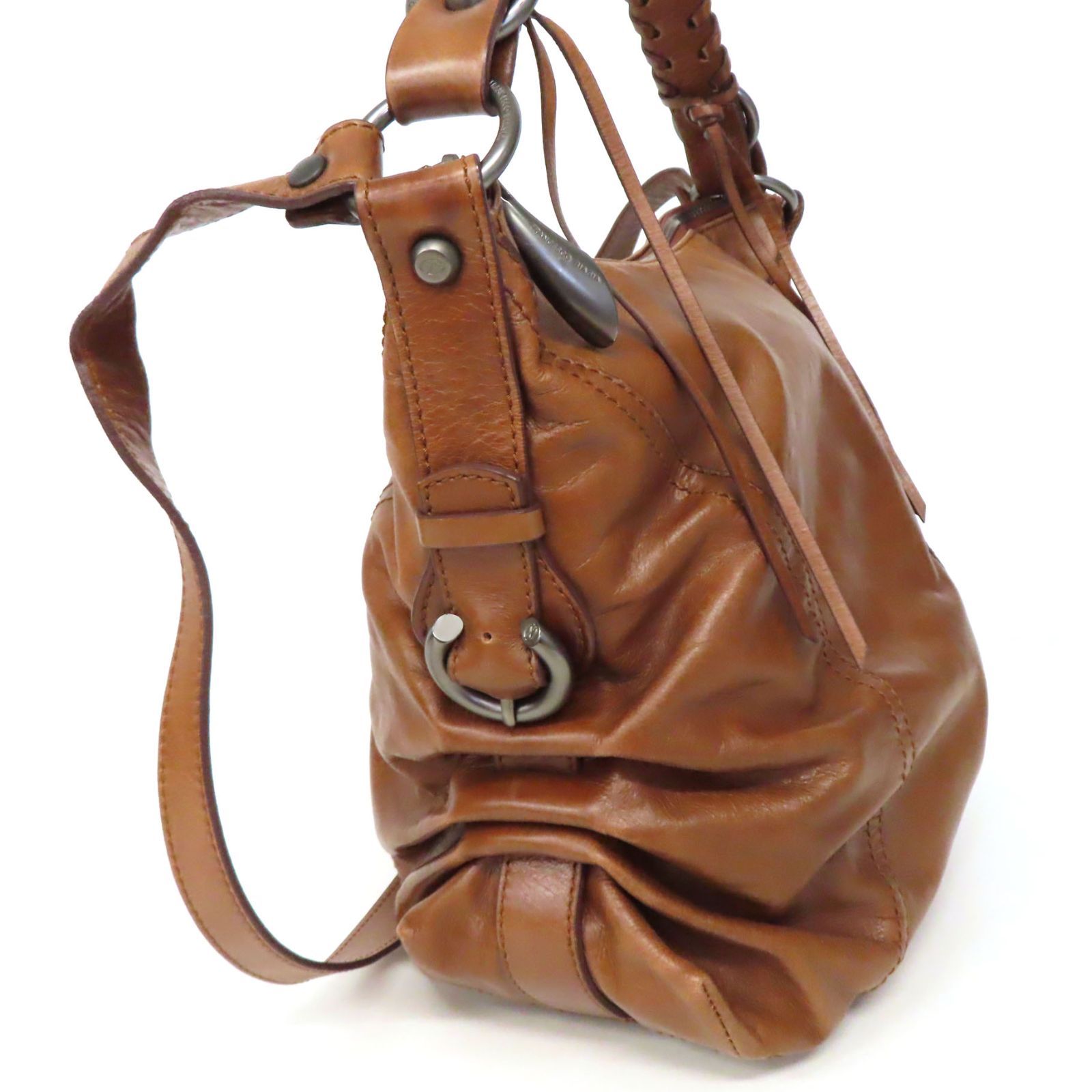フランチェスコビアジア ハンドバッグ 2way 腕掛け 肩掛け レザー 茶 HR0153 美品 FRANCESCO BIASIA フランチェスコビアジア 2WAY