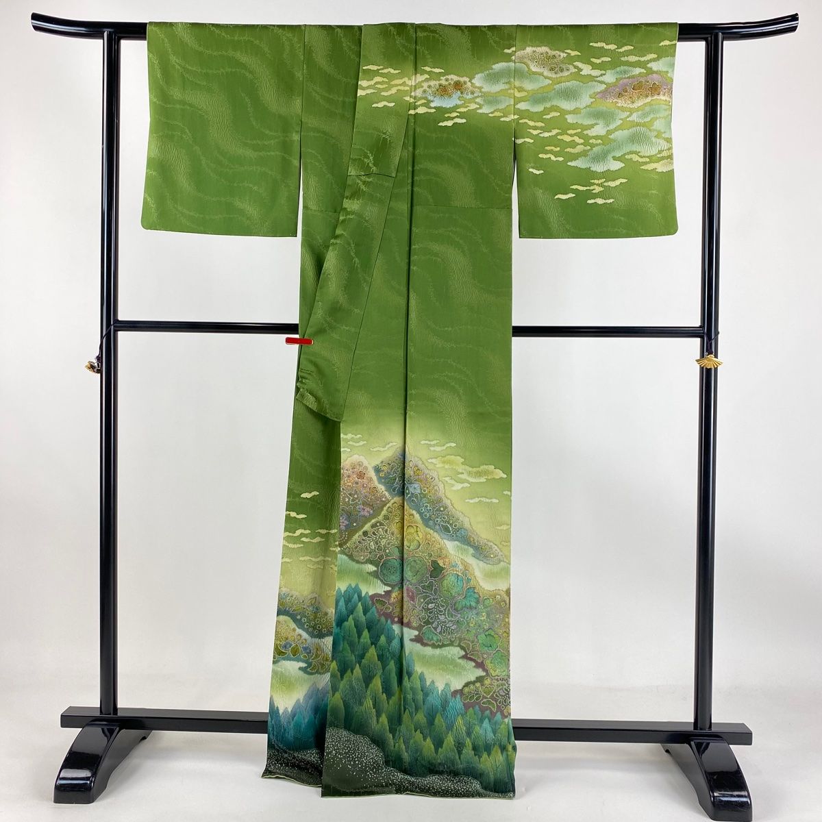 訪問着 身丈167.5cm 裄丈64.5cm M 袷 吉乃一廉 落款 辻が花 樹木