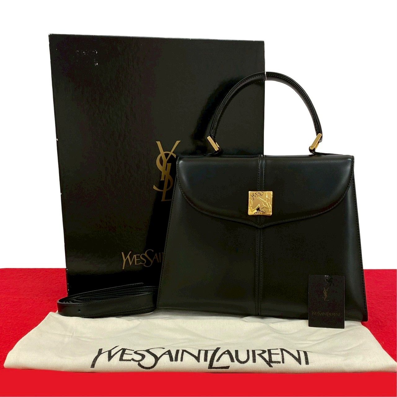 ほぼ未使用☆　イヴサンローラン　JRA認定　リザード　ハンドバッグ　2WAY ほぼ未使用 箱 袋付き YVES SAINT LAURENT イヴ サンローラン