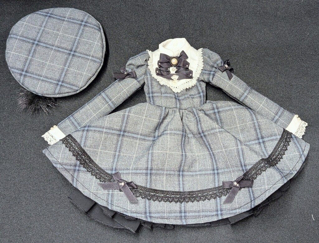Ronshuka Couture MDDサイズ衣装 クラシック-キュートワンピース 2025秋冬バージョン グレーチェック