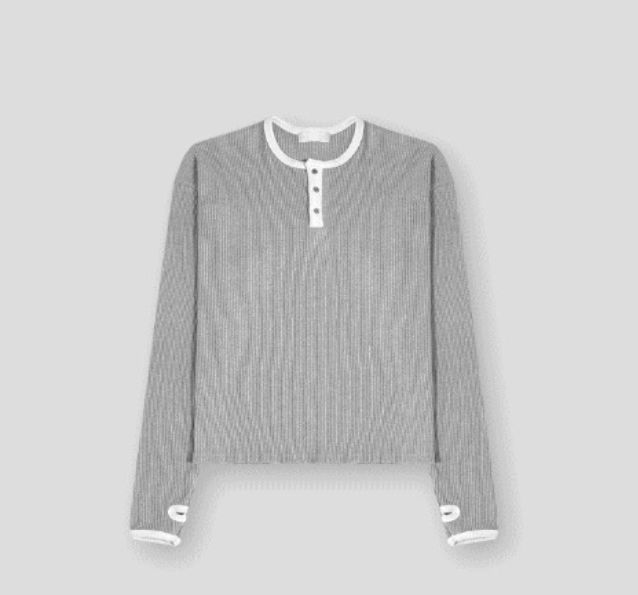 [COSYHARU公式]Fingerhole Waffle Henley Neck 関税・送料込み front-