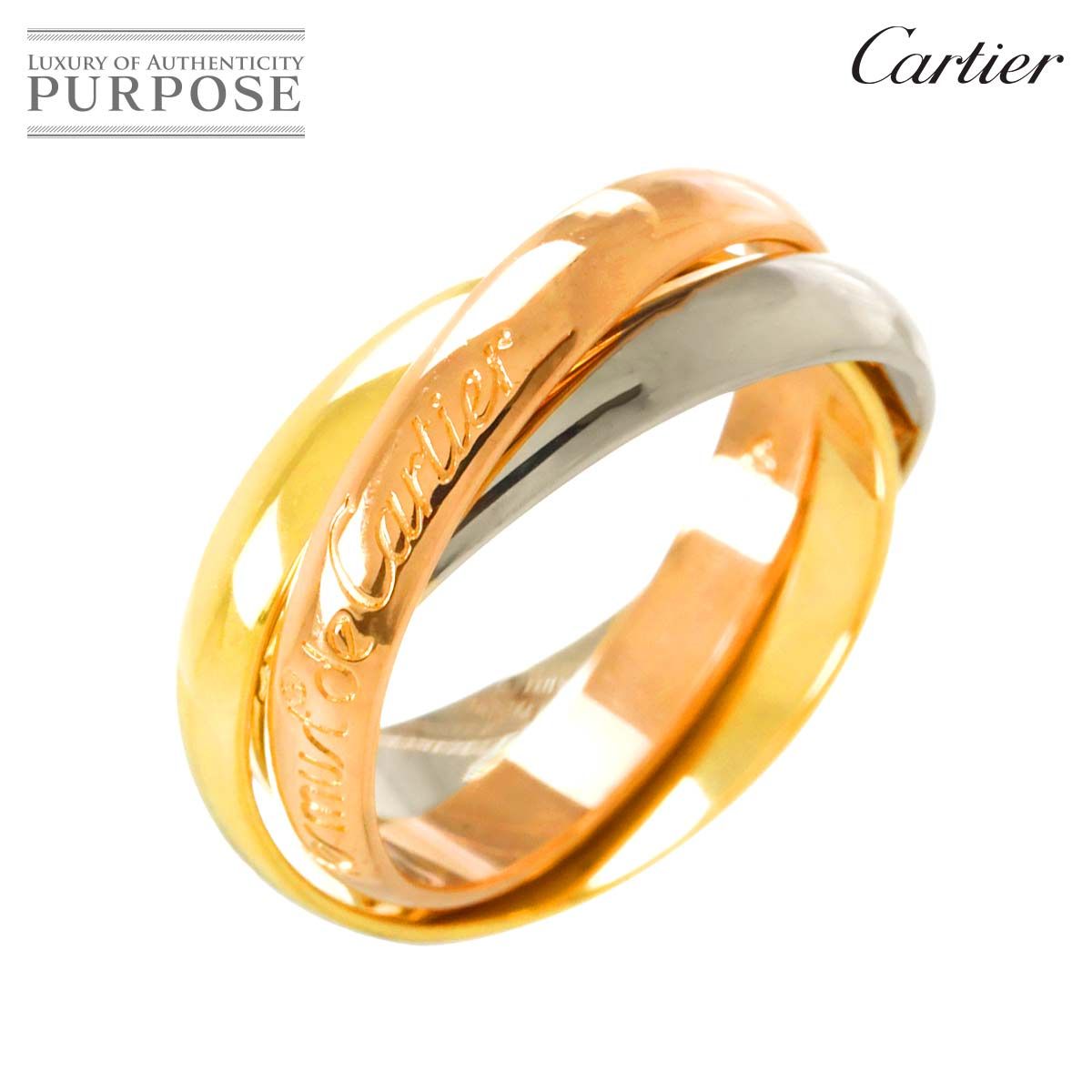 カルティエ Cartier トリニティ ミディアム MM 51 リング K18 YG WG PG 3連 スリーゴールド 3 750 指輪 Trinity Ring 90279853