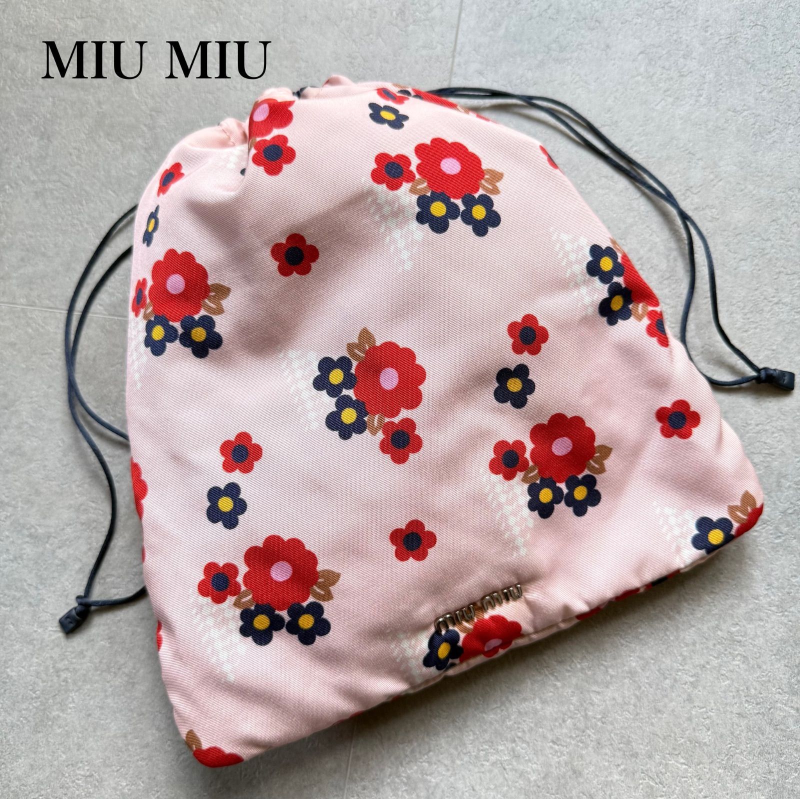 MIU MIU ミュウミュウ 巾着バッグ ハンドバック 花柄 ピンク