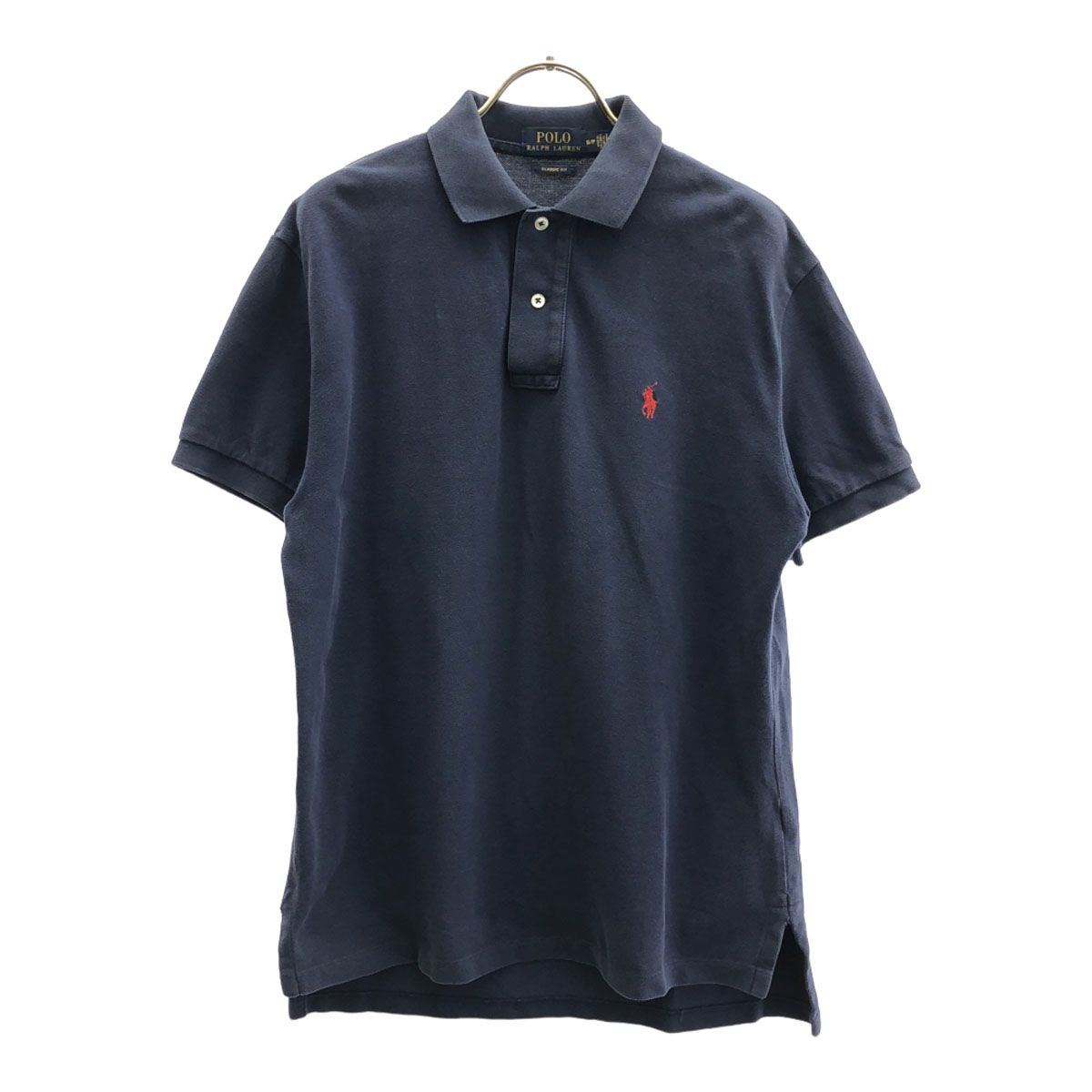 【ロゴ刺繍】 POLO ラルフローレン 半袖 鹿の子 ポロシャツ S ネイビー POLO RALPH LAUREN ポロラルフローレン CLASSIC FIT ロゴ刺繍