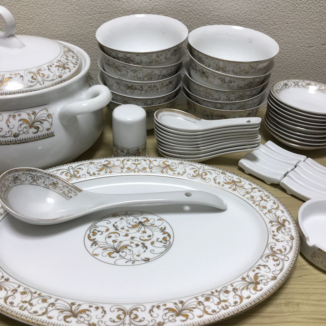 ディナープレート 60頭景徳鎮セラミック中華料理皿セットスープボウル 