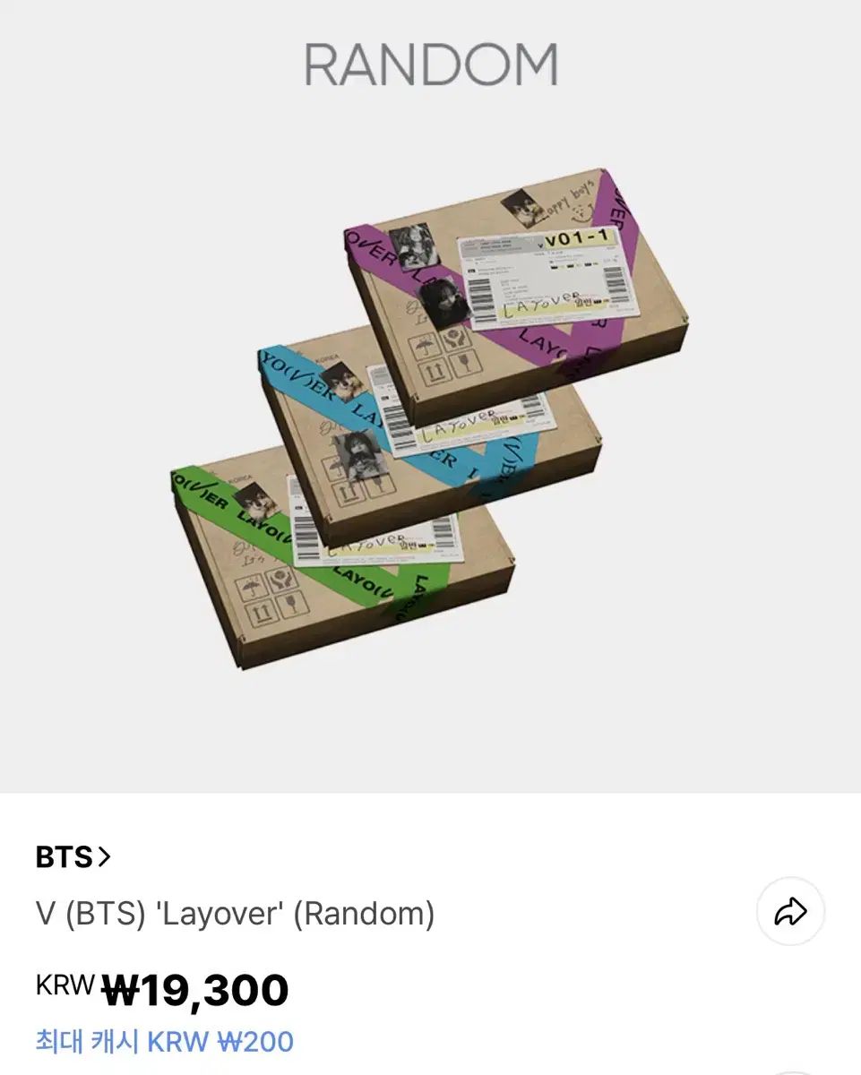 BTS ヴィ(V・テヒョン・テテ) Layover layover アルバム (新製品) 韓流