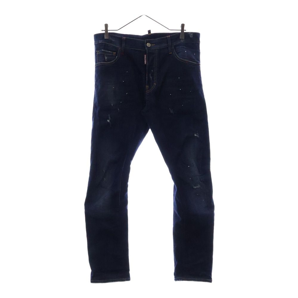 DSQUARED2 ディースクエアード 17AW Tidy Biker Jean ダメージ加工 ペイントスキニーデニムパンツ インディゴ S74LB0203
