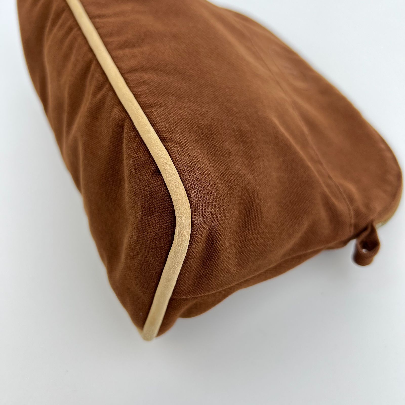 HERMES エルメス ボリードポーチMM 化粧ポーチ ブラウン キャンバス  