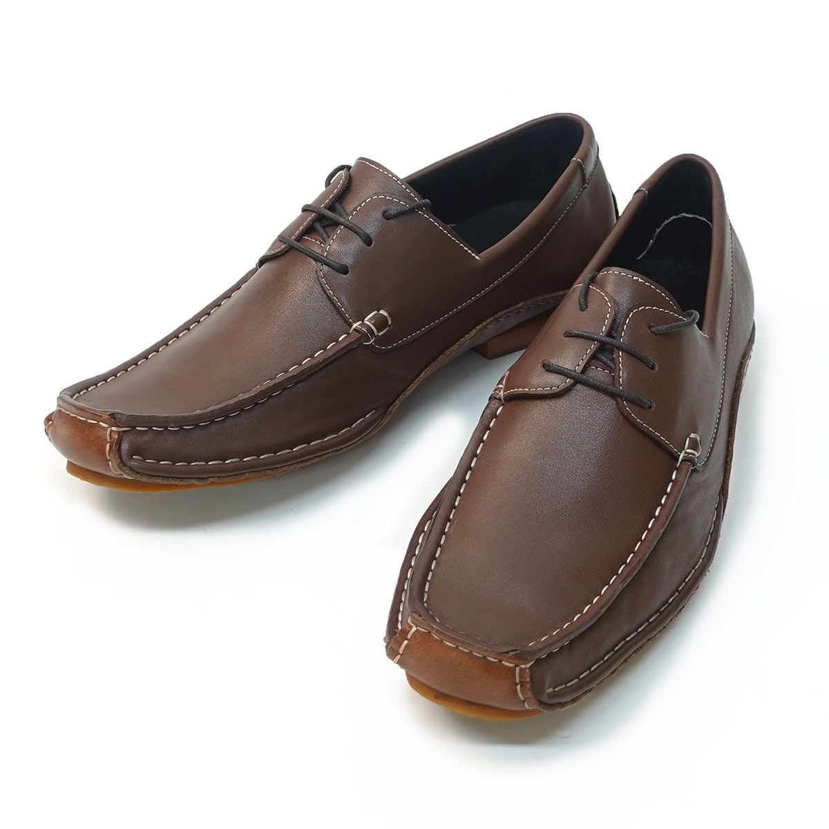 【新品】メンズ レザーシューズ 本革 革靴 スリッポン モカシン SANTA LUCIA サンタルチア 2017 ダークブラウン 3アイレット 短靴 ラバーソール