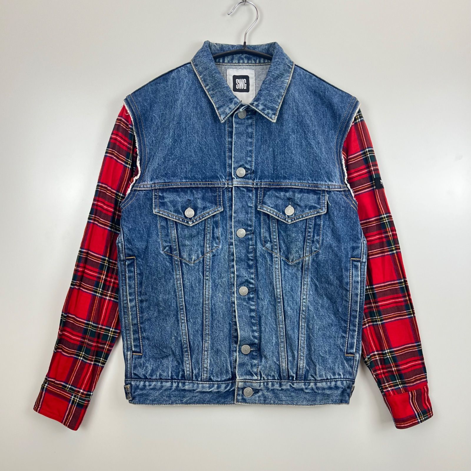 swagger shirt docking denim jacket SWGJKT-570 M street archive スワッガー シャツ ドッキング デニムジャケット チェック