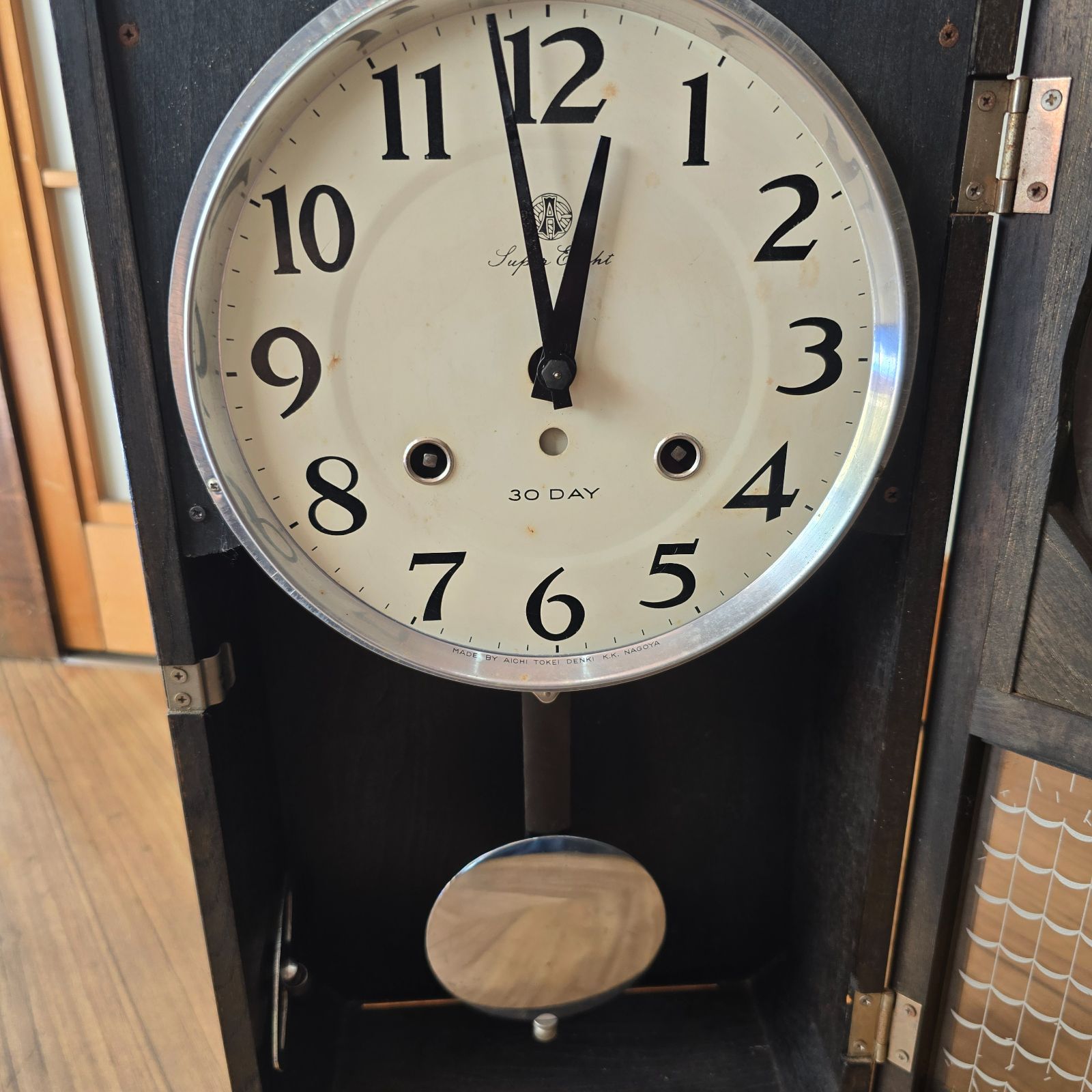 AICHITOKEI 30DAY 掛時計 ボンボン ゼンマイ式【動作品】 動作確認済み 昭和レトロ柱時計 ゼンマイ式 振り子時計 昭和レトロ