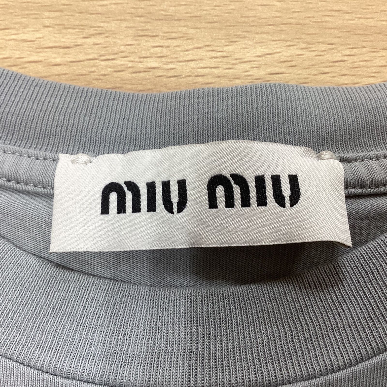 MIUMIU ミュウミュウ　ジャージー Tシャツ ロングTシャツ　グレー MA106 MIUMIU ミュウミュウ ジャージー Tシャツ ロングTシャツ グレー