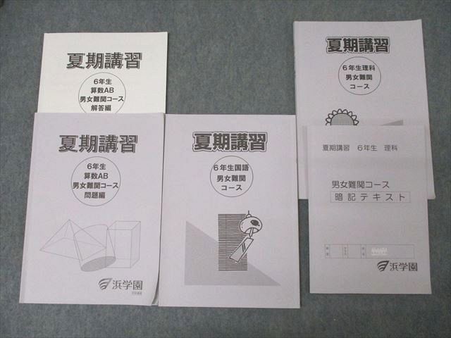 WZ27-091 浜学園 6年生 夏期講習 算数AB/国語/理科/暗記テキスト 男女難関
