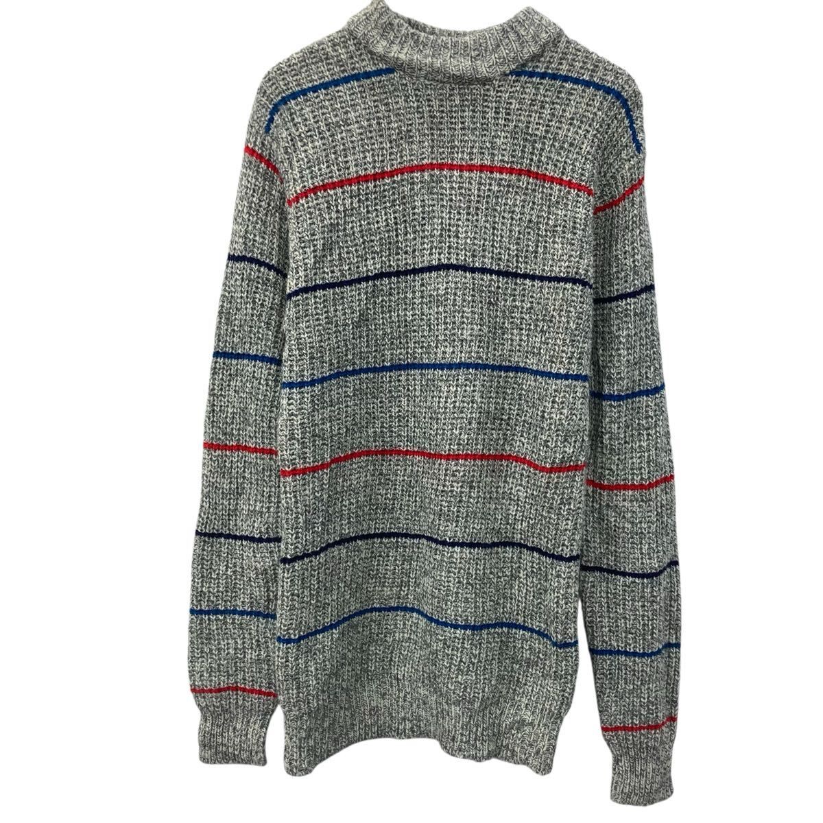 Mt.PLEASANT ニット セーター L グレー レッド ブルー ロングセーター 