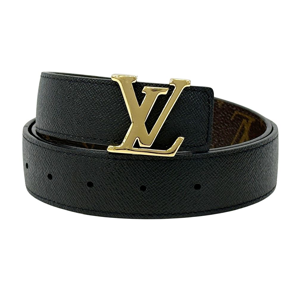 ルイ ヴィトン LOUIS VUITTON ベルト メンズ ブランド モノグラム モノグラムキャンバス サンチュール LVイニシャル ブラック ブラウン ゴールド金具 M9453 リバーシブル