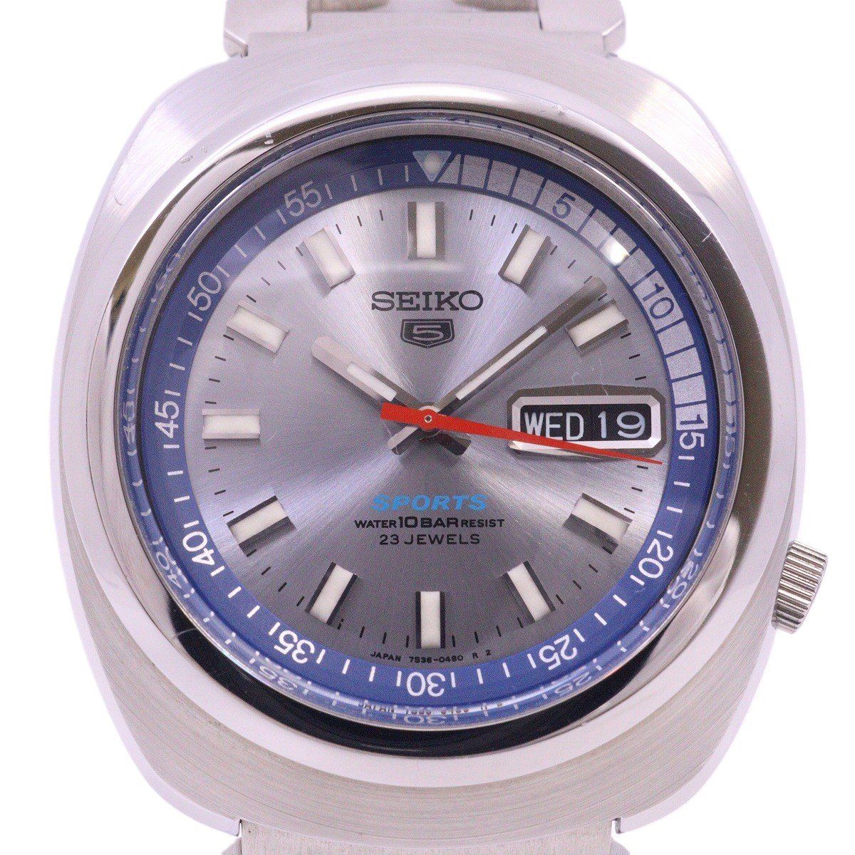 SEIKO セイコー 5 ファイブスポーツ 自動巻き メンズ 腕時計 シルバー文字盤 純正SSベルト 7S36-0050【いおき質店】