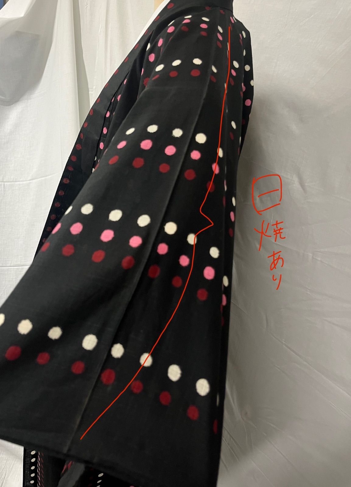最終値下げ 訳アリ 新品未使用 匿名配送 浴衣 ドット 水玉 柄 黒