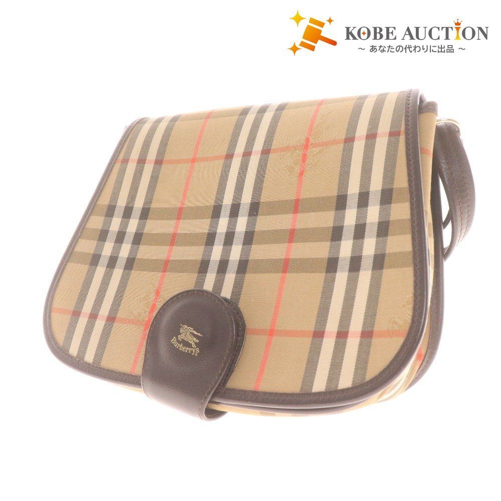■ Burberry バーバリー ショルダーバッグ 鞄 革 レザー ノバチェック ロゴ レディース マルチカラー レッド ホワイト ベージュ系 袋付き
