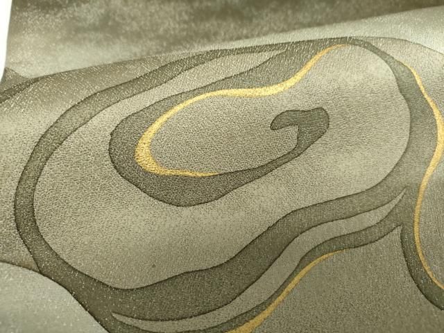 平和屋着物○太鼓柄袋帯 さらーじゅ 流水文 銀通し地 反端付き 正絹