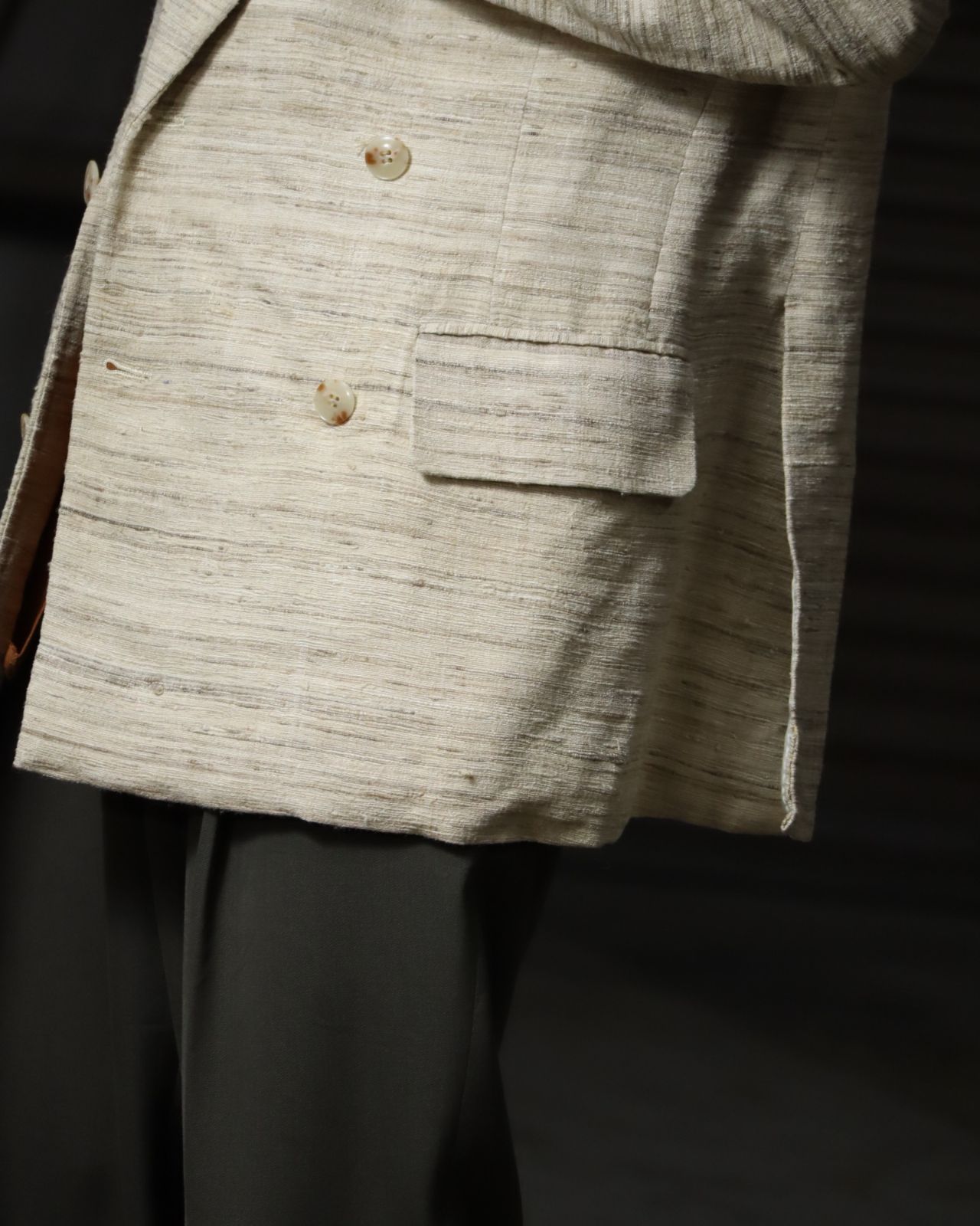 1990s melange double breasted tailored jacket écru メランジ 