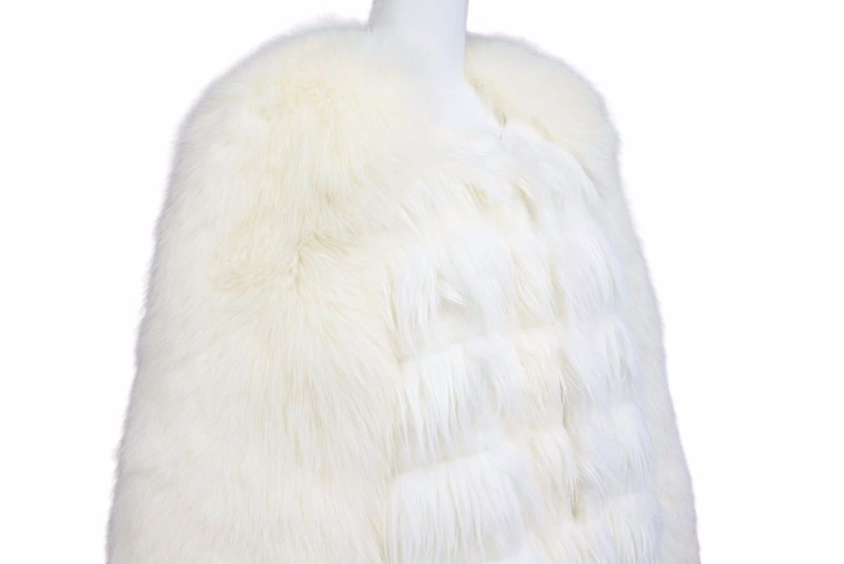 約104cm身幅極美品 YVES SAINT LAURENT イヴ・サンローラン ドレス 袖フォックス ホワイト 120530-YH189 サイズ34  50057