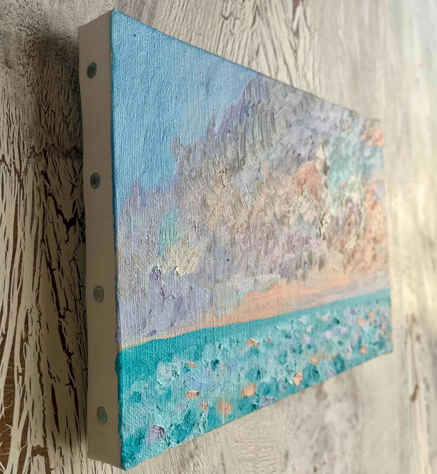 16×23㎝「朝の海 20253」油彩・原画・サムホールサイズ