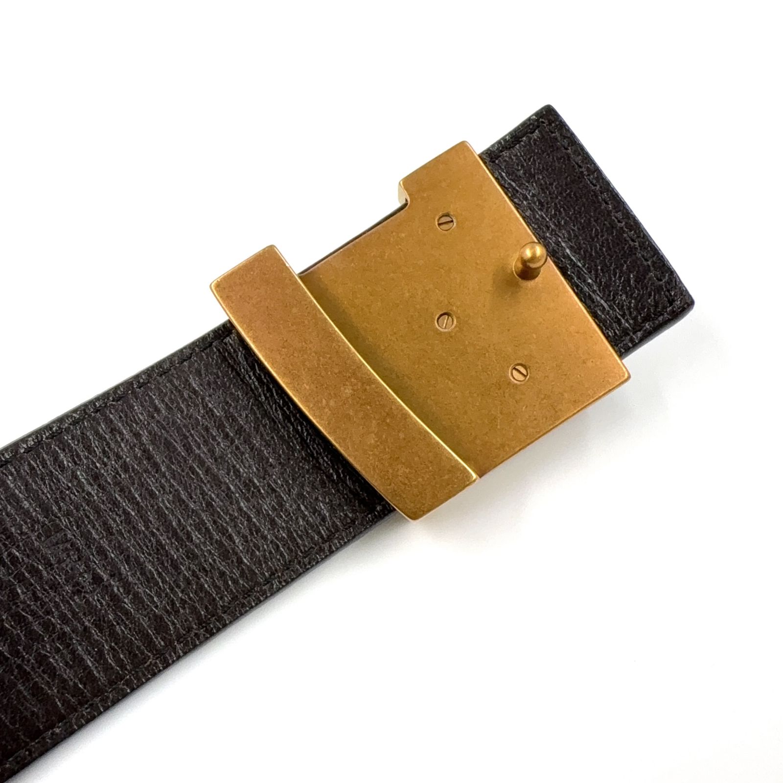 LOUIS VUITTON サンチュール LV イニシャル 85/34 レザー×メタル
