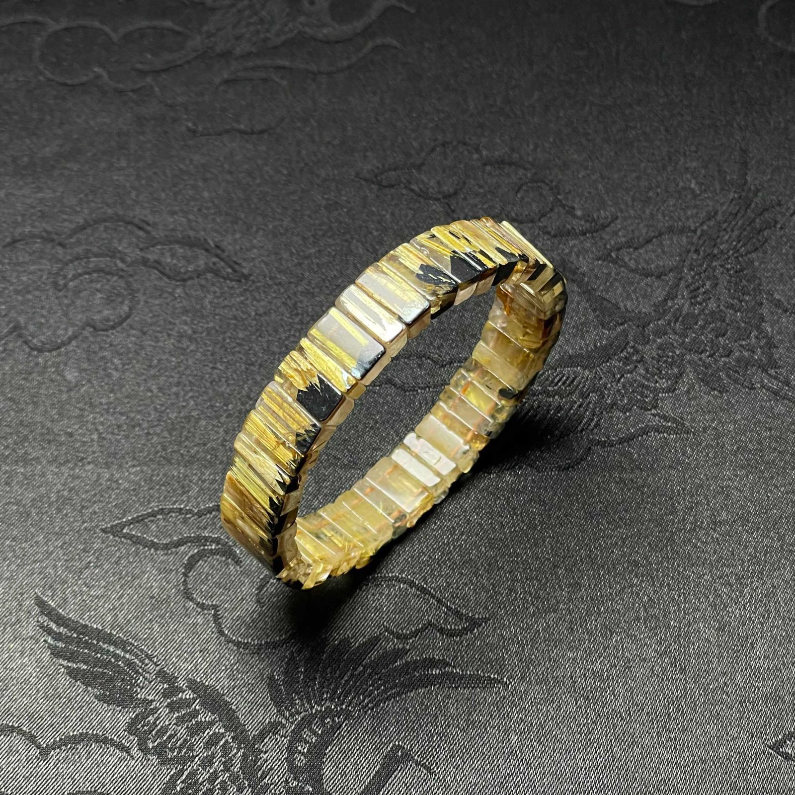 EU製 太陽花タイチンルチルバングル 黄金針水晶 ゴールド ブレスレット パワーストーン プレゼント1 11.3 5.3 5.2mm ZB9352