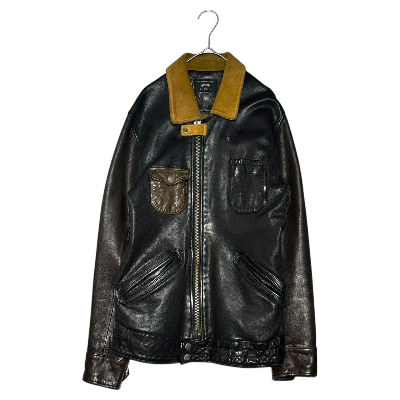 glamb(グラム) Switching Single Leather Riders Jacket 切替
