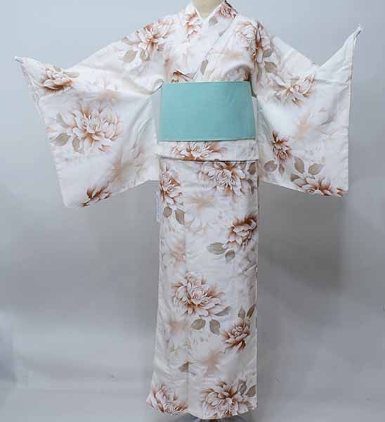 浴衣 単品 仕立て上がり 女性用 ephemere エフェメール ポリエステル100％ くすみベージュ 夏祭り 花火大会 NO39807