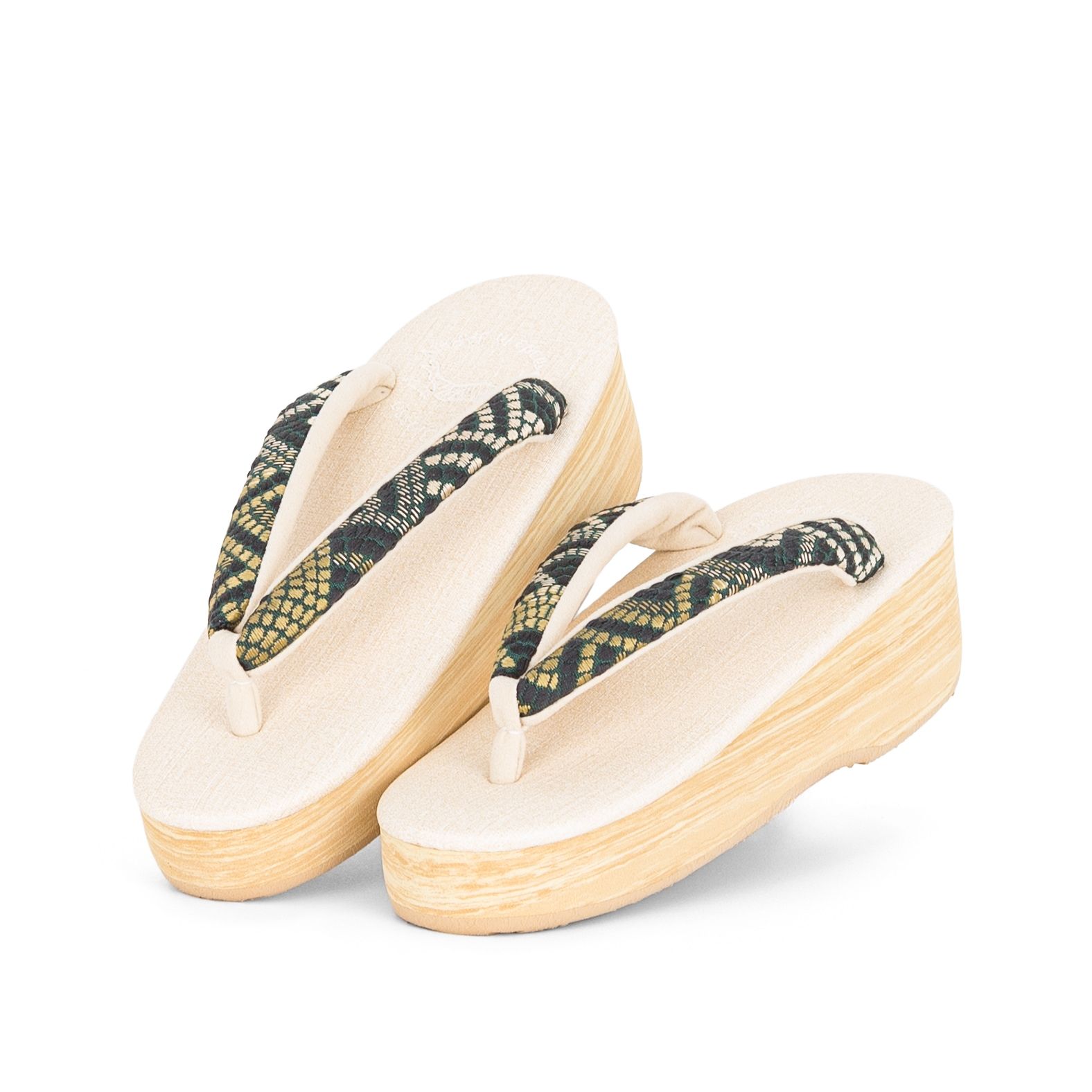 S カレンブロッソ 博多織 アイボリー×深緑